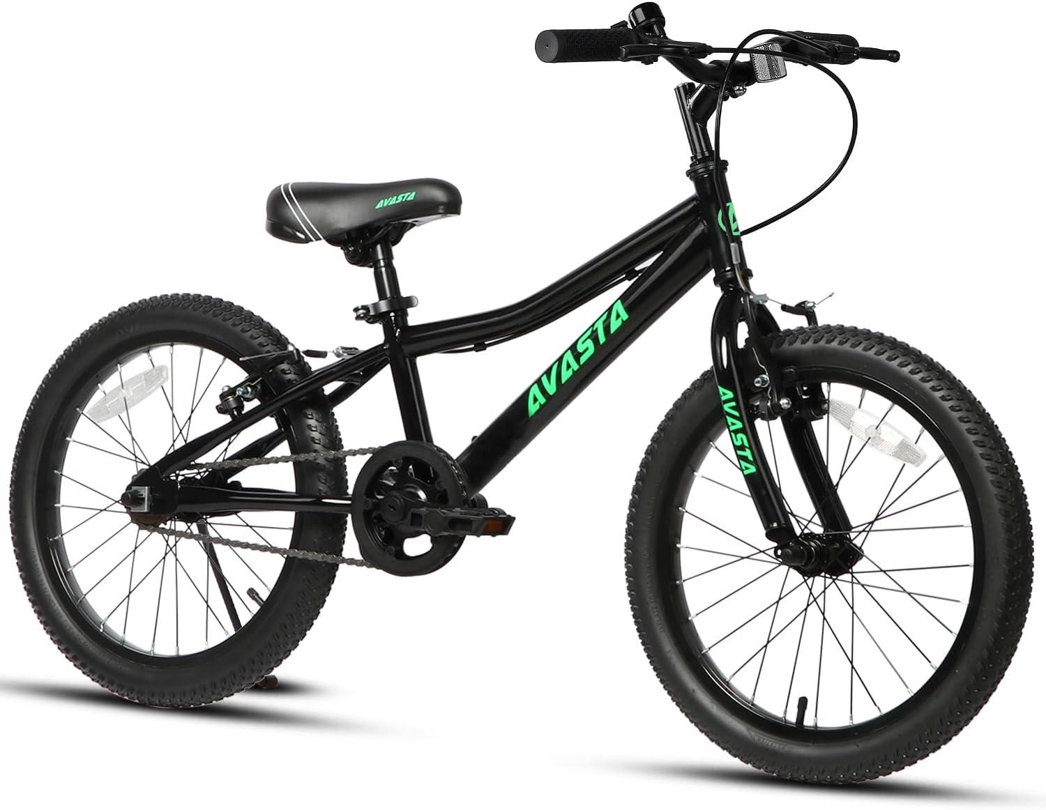 imageAVASTA Bilbo 18 20 24 Inch Kids Bike for Boys Girls 514 Years Old Retro Style High Carbon Steel Bicycle with Adjustable Handlebars and Seat Dual VBrakes Kickstand Multiple ColorsBlack