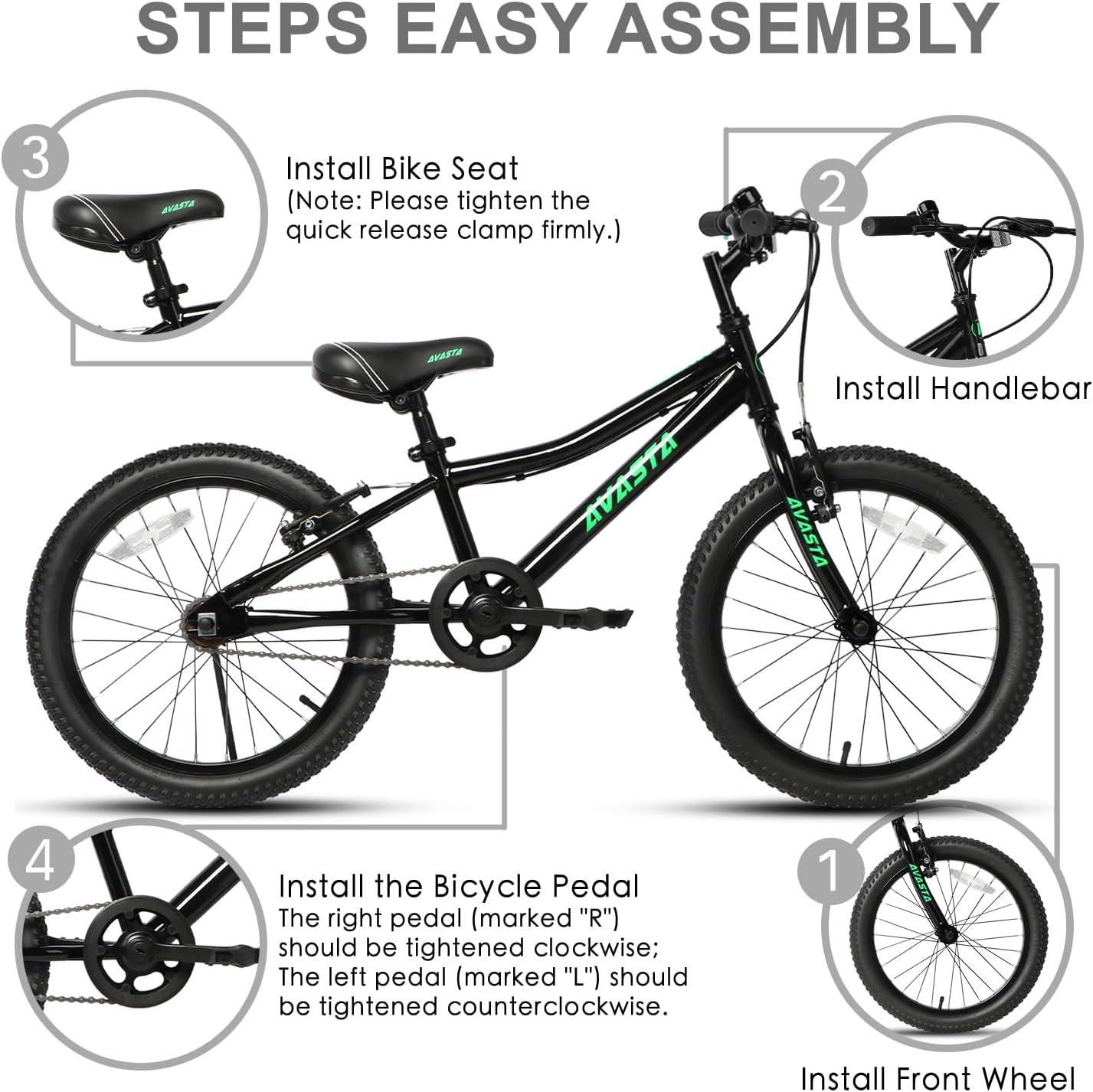 imageAVASTA Bilbo 18 20 24 Inch Kids Bike for Boys Girls 514 Years Old Retro Style High Carbon Steel Bicycle with Adjustable Handlebars and Seat Dual VBrakes Kickstand Multiple ColorsBlack