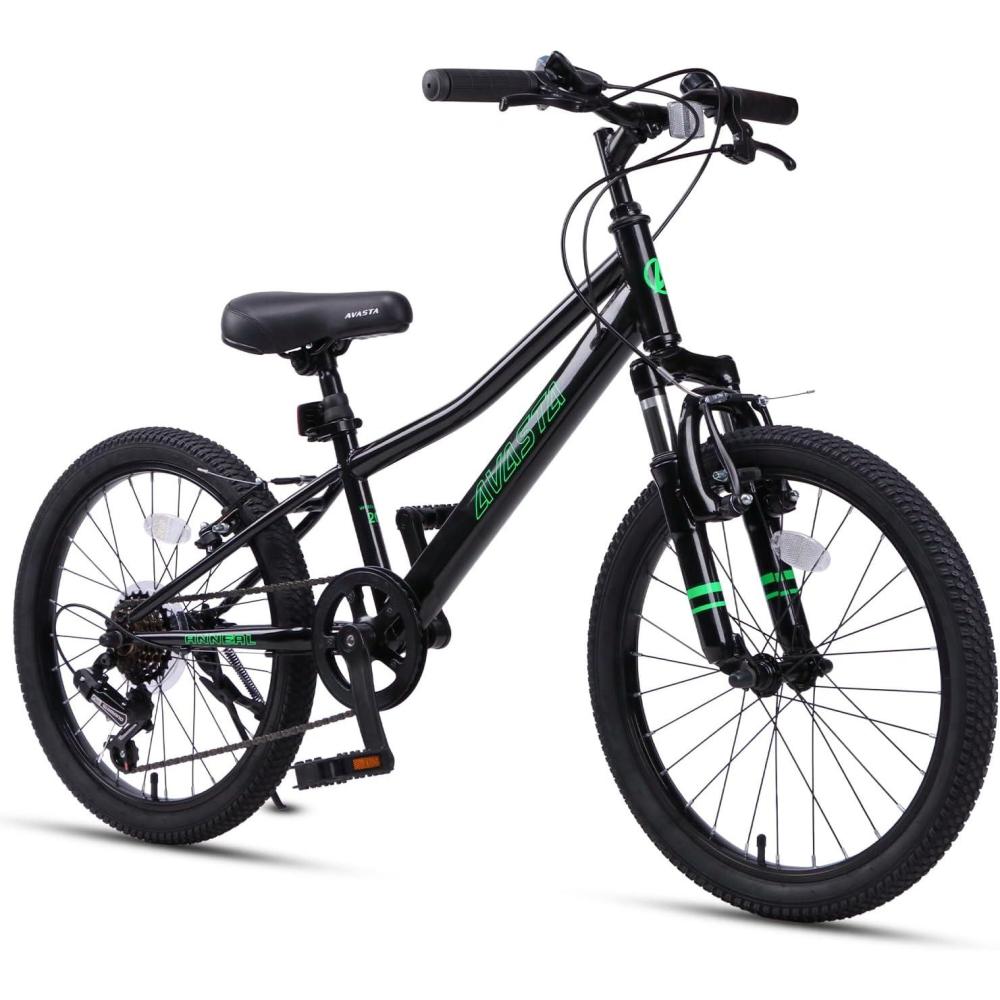imageAVASTA 20 Big Kids Mountain Bike for Age 6 7 8 9 10 11 12 Years Old Boys Girls Teen with Suspension Fork Front amp Rear Dual Hand Brakes 6 Speeds Drivetrain Black