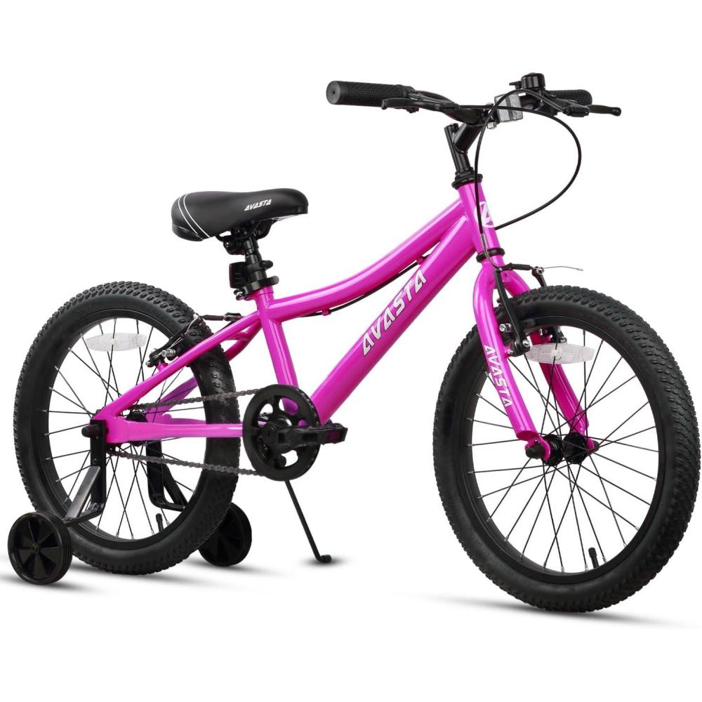 imageAVASTA Bilbo 18 20 24 Inch Kids Bike for Boys Girls 514 Years Old Retro Style High Carbon Steel Bicycle with Adjustable Handlebars and Seat Dual VBrakes Kickstand Multiple ColorsPlum Red