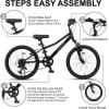 AVASTA 20″ Big Kids Mountain Bike for Age 6 7 8 9 10 11 12 Years Old Boys Girls Teen with Suspension Fork Front & Rear Dual Hand Brakes 6 Speeds Drivetrain, Black