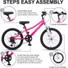 AVASTA 20″ Big Kids Mountain Bike for Age 6 7 8 9 10 11 12 Years Old Boys Girls Teen with Suspension Fork Front & Rear Dual Hand Brakes 6 Speeds Drivetrain, Pink