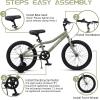 AVASTA Bilbo 18 20 24 Inch Kids Bike for Boys Girls 5-14 Years Old, Retro Style High Carbon Steel Bicycle with Adjustable Handlebars and Seat, Dual V-Brakes, Kickstand, Multiple Colors(Army Green)