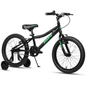 AVASTA Bilbo 18 20 24 Inch Kids Bike for Boys Girls 5-14 Years Old, Retro Style High Carbon Steel Bicycle with Adjustable Handlebars and Seat, Dual V-Brakes, Kickstand, Multiple Colors(Black)