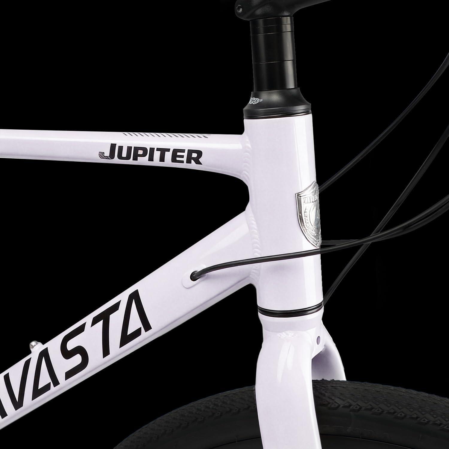 imageAVASTA Jupiter 700C Road Adult StepOver Hybrid Cycling Bike Bicycle Aluminum Frame 21Speed Dual Disc Brakes Multpile Colors for Men Woman Male FemaleStarlight Pink