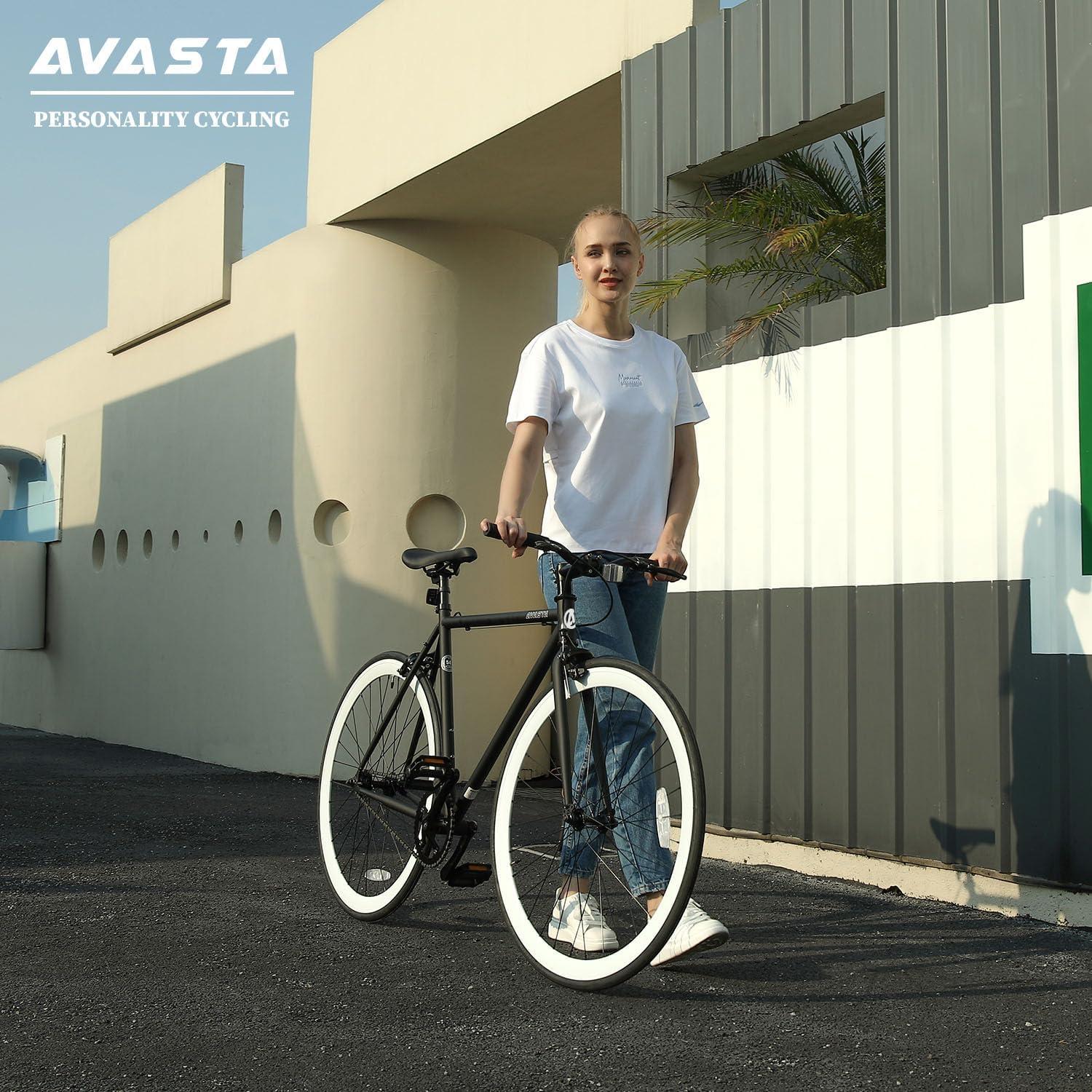 imageAVASTA SingleSpeed Fixed Gear Urban Commuter Fixie Bike Flip Flop Hub Bicycle Multiple ColorsBlack White