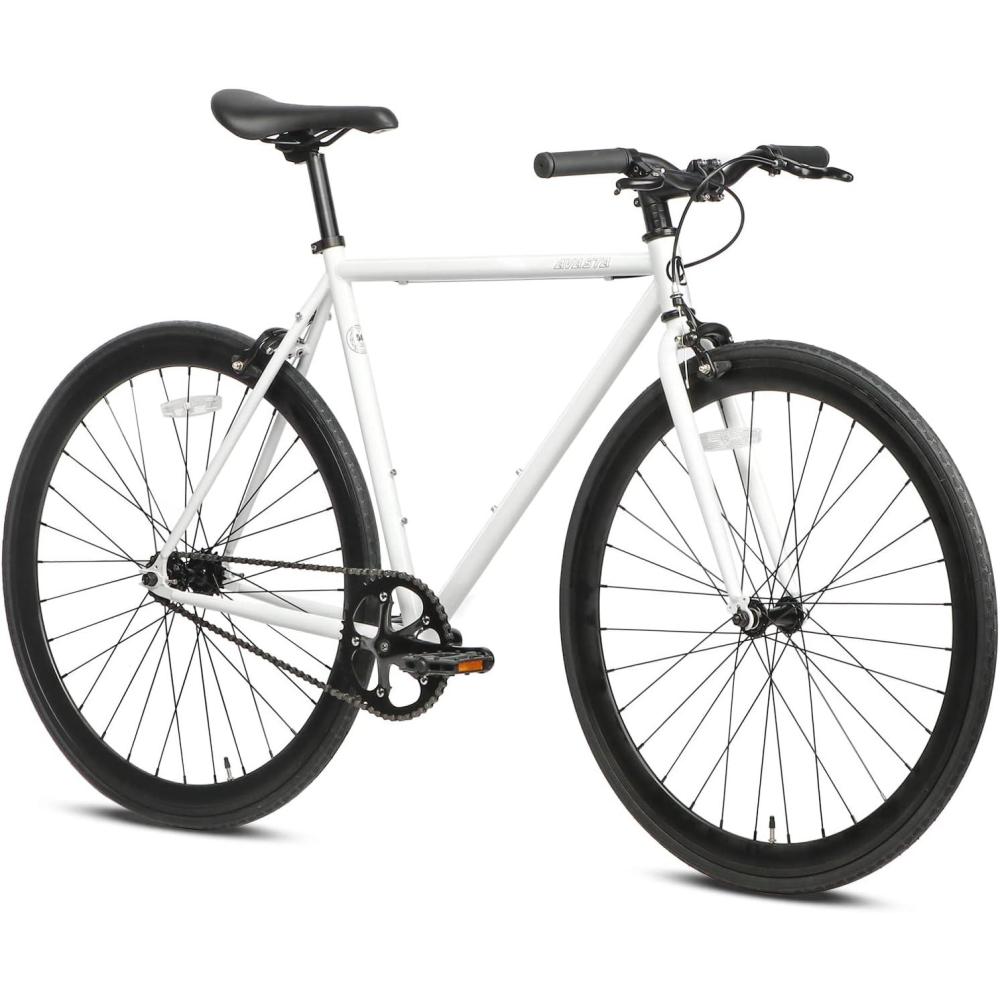 imageAVASTA SingleSpeed Fixed Gear Urban Commuter Bike for Women and MenLight weihgt Unisex Fixie BikeFlat Handlebar and Flip Flop Hub City Road Bike54 White