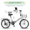 AVASTA Quartet 20 24 Inch Folding Bike with 7-Speed, Dual C-Brake, Fender, Rear Rack and Bicycle Basket, Mutiple Colors(Gray)