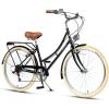 AVASTA Vela Hybrid Bike for Adult Women Female Lightweight Step Through 26 Inch High Tensile Steel Frame City Commuter Comfort Lady Bicycle, 6-Speed, Multiple Colors(Black)