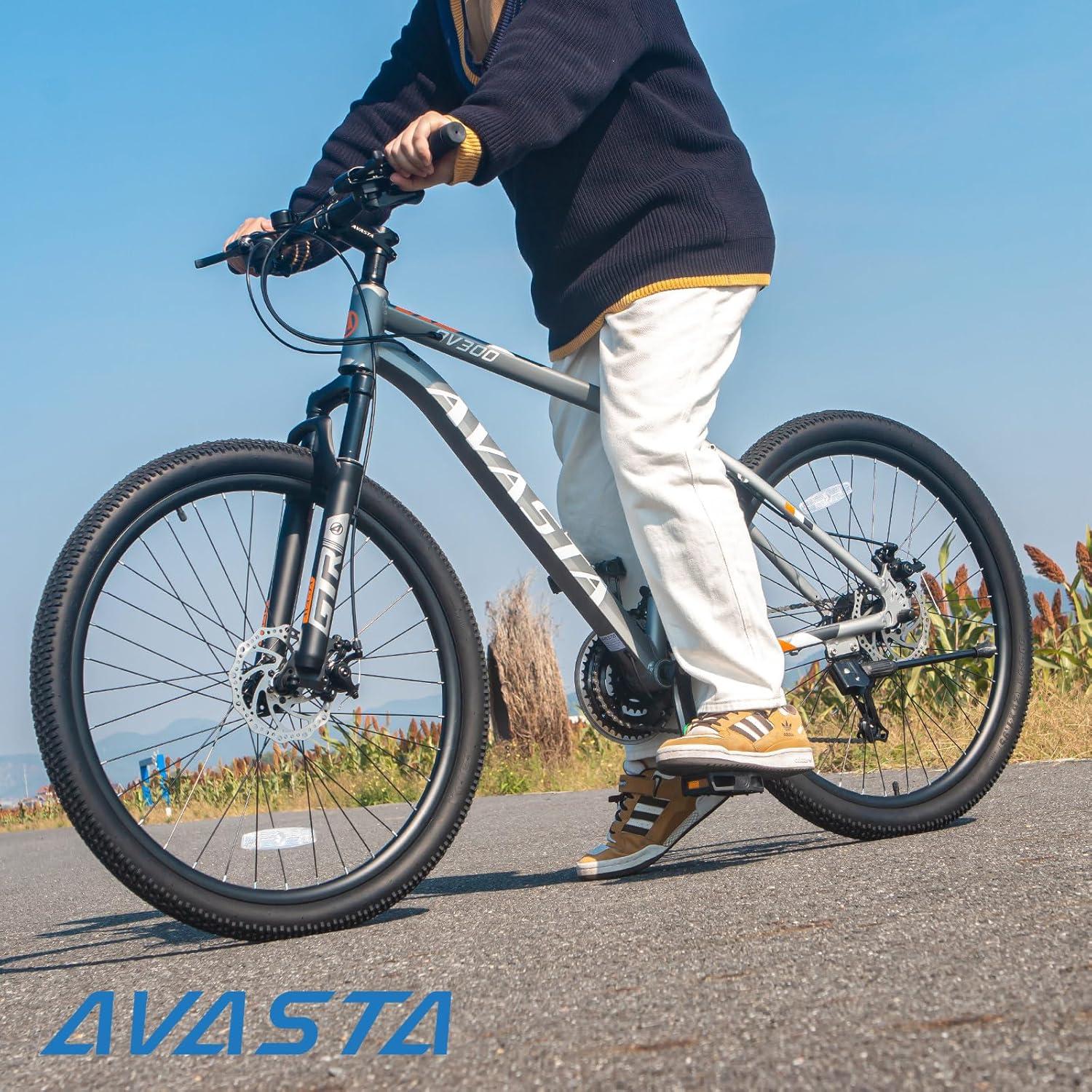 imageAVASTA AV300 26 275 inch Mountain Bike with 21Speed Aluminum Frame Dual Disc Brake Comfortable Saddle Multiple ColorsGray