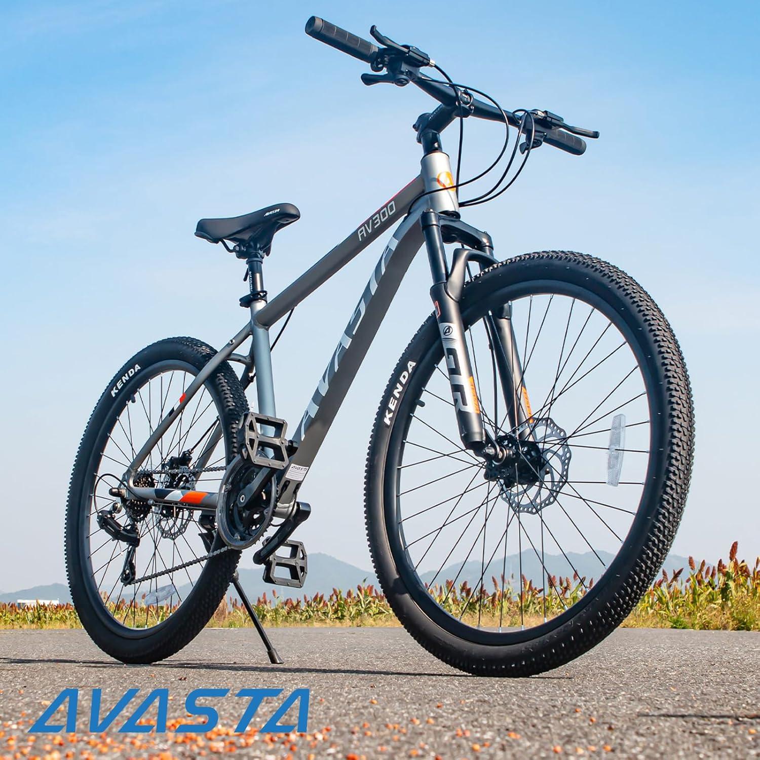 imageAVASTA AV300 26 275 inch Mountain Bike with 21Speed Aluminum Frame Dual Disc Brake Comfortable Saddle Multiple ColorsGray