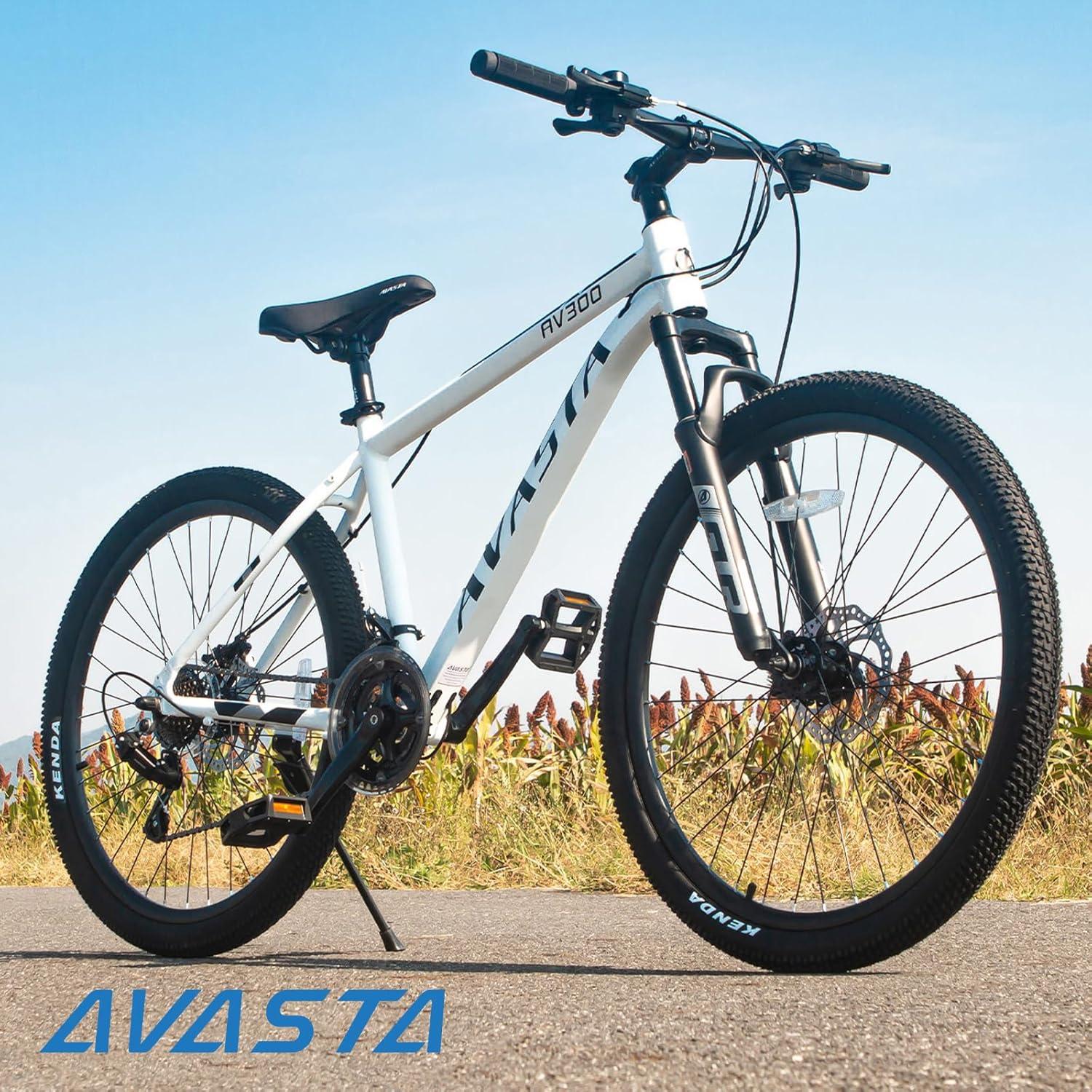 imageAVASTA AV300 26 275 inch Mountain Bike with 21Speed Aluminum Frame Dual Disc Brake Comfortable Saddle Multiple ColorsWhite