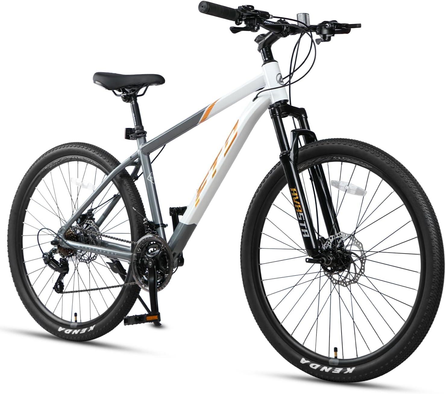 imageAVASTA Earth 26 275 inch Mountain Bike with 21Speed Aluminum Frame Dual Disc Brake Comfortable Saddle Multiple ColorsGolden