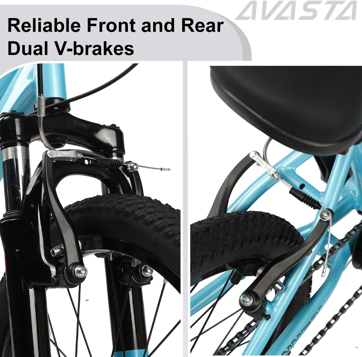 imageAVASTA Govet 20 Kids Mountain Bike for 612 Years Old Boys Girls with Suspension Fork 6 Speeds Drivetrain Multiple ColorsCyan