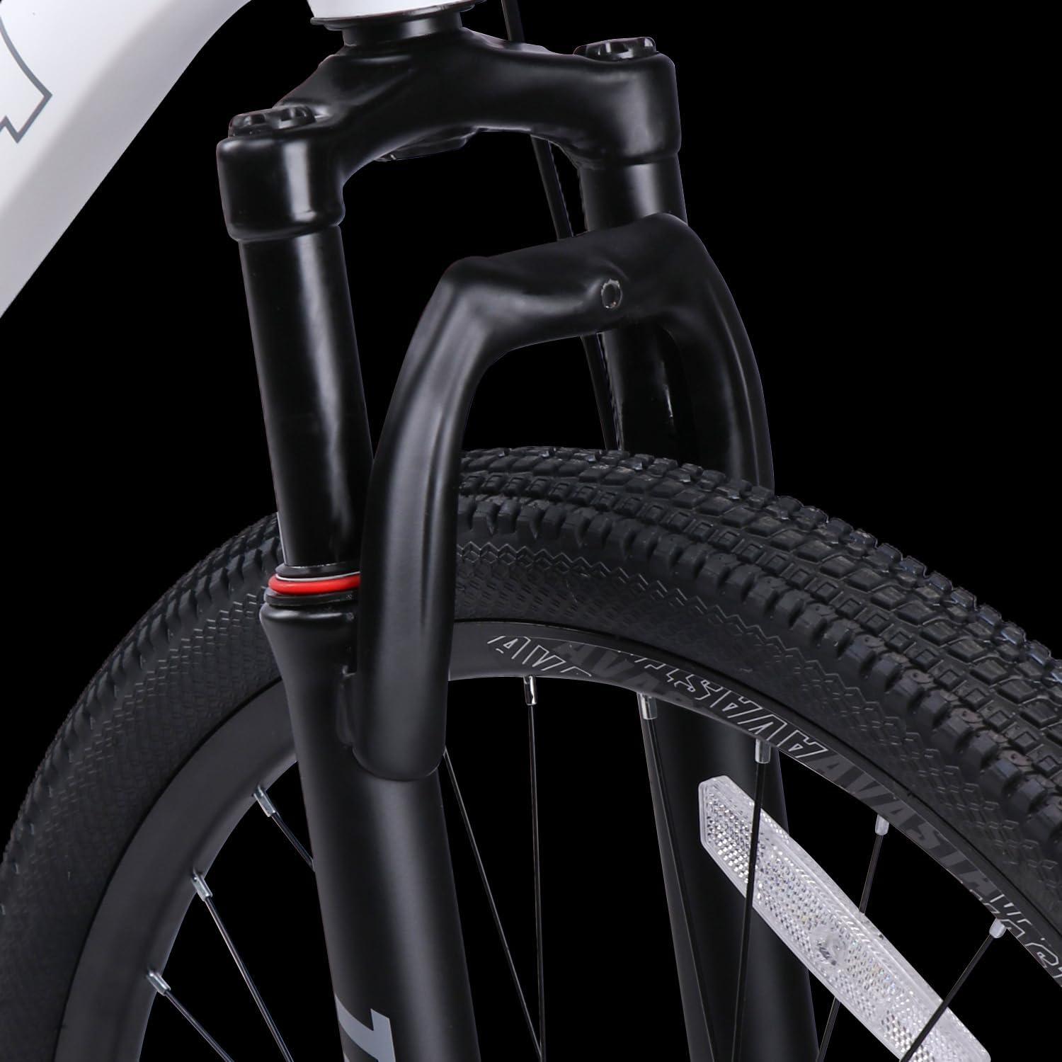 imageAVASTA Thrax 24 26 275 inch Mountain Bike with 21Speed High Tensile Steel Frame Dual Disc Brake Comfortable Saddle Multiple ColorsWhite