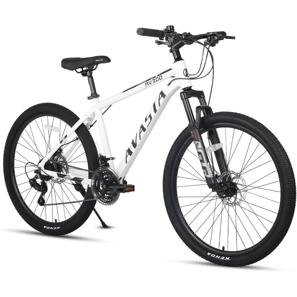 imageAVASTA AV300 26 275 inch Mountain Bike with 21Speed Aluminum Frame Dual Disc Brake Comfortable Saddle Multiple ColorsWhite