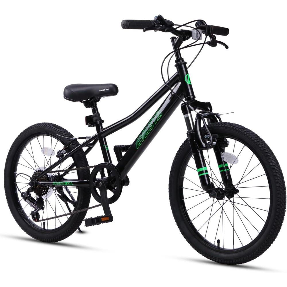 imageAVASTA Govet 20 Kids Mountain Bike for 612 Years Old Boys Girls with Suspension Fork 6 Speeds Drivetrain Multiple ColorsBlack