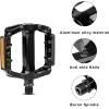 AVASTA Bike Pedals, Aluminum Alloy Bicycle Pedals with Reflector for Mountain Bike Road Bike and Other Bicycles,Threads Size 9/16 Inch(black)
