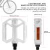AVASTA Durable Polypropylene Bicycle Pedals with Reflector for Mountain Bike Road Bike and Other Bicycles,Two Thread Size（9/16”&1/2“）(White)