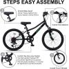AVASTA Govet 20” Kids Mountain Bike for 6-12 Years Old Boys Girls with Suspension Fork, 6 Speeds Drivetrain, Multiple Colors(Black)