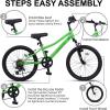 AVASTA Govet 20” Kids Mountain Bike for 6-12 Years Old Boys Girls with Suspension Fork, 6 Speeds Drivetrain, Multiple Colors(Green)
