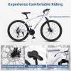 AVASTA Thrax 24 26 27.5 inch Mountain Bike with 21-Speed, High Tensile Steel Frame, Dual Disc Brake, Comfortable Saddle, Multiple Colors(White)
