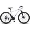 AVASTA Thrax 24 26 27.5 inch Mountain Bike with 21-Speed, High Tensile Steel Frame, Dual Disc Brake, Comfortable Saddle, Multiple Colors(White)
