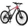 AVASTA Earth 26 27.5 inch Mountain Bike with 21-Speed, Aluminum Frame, Dual Disc Brake, Comfortable Saddle, Multiple Colors(Red)