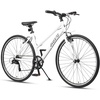 AVASTA Populus 700C Road Bike for Women with Kickstand, 15 17 Inch Lightweight Step Through Aluminum Alloy Frame, 7-Speed Drivetrain, Multiple Colors(White)