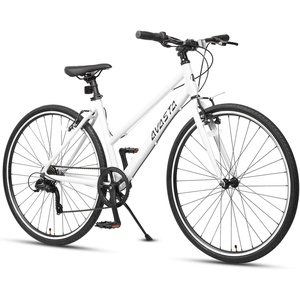 AVASTA Populus 700C Road Bike for Women with Kickstand, 15 17 Inch Lightweight Step Through Aluminum Alloy Frame, 7-Speed Drivetrain, Multiple Colors(White)