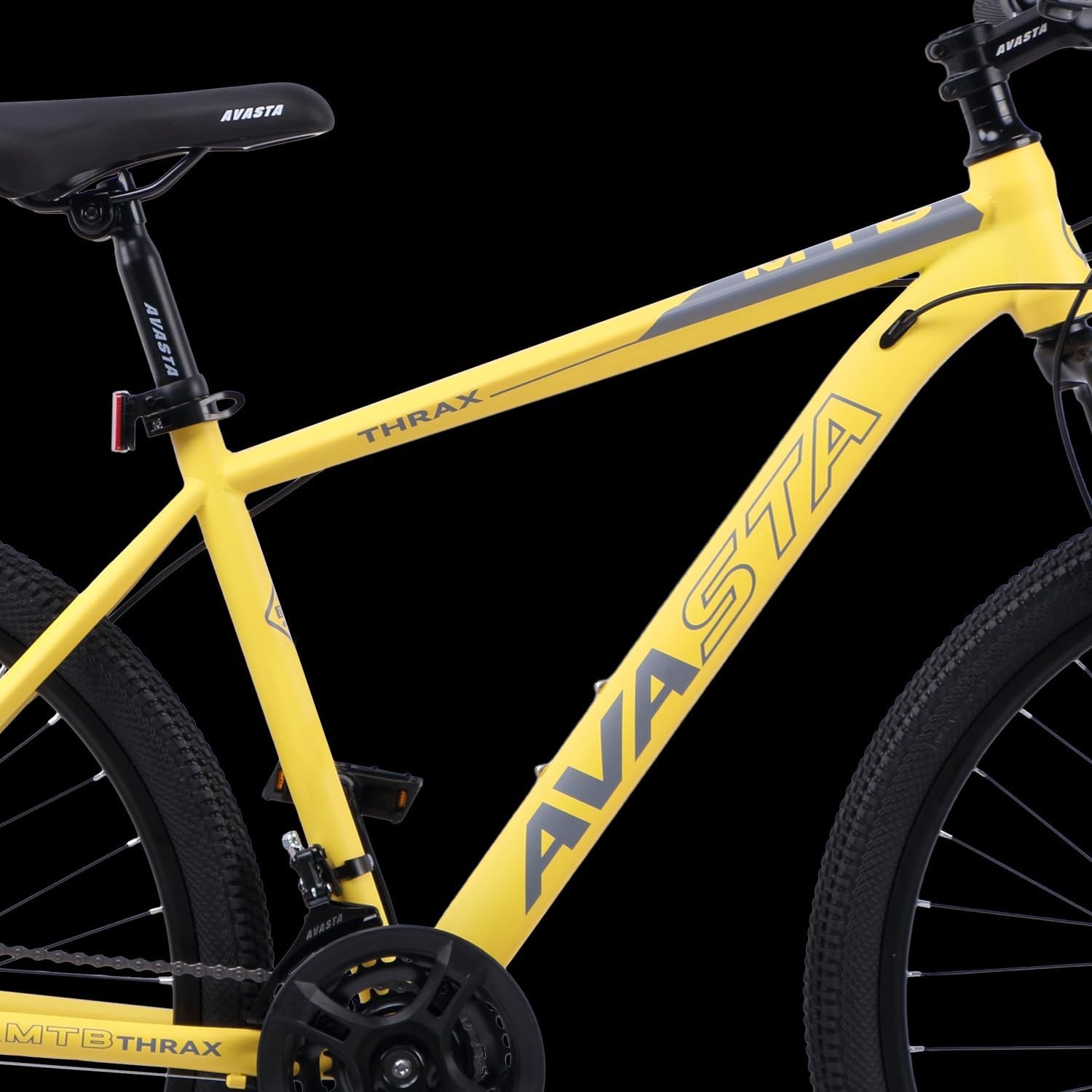 image:imageAVASTA Thrax 24 26 275 inch Mountain Bike with 21Speed High Tensile Steel Frame Dual Disc Brake Comfortable Saddle Multiple ColorsYellow
