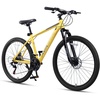 AVASTA Thrax 24 26 27.5 inch Mountain Bike with 21-Speed, High Tensile Steel Frame, Dual Disc Brake, Comfortable Saddle, Multiple Colors(Yellow)