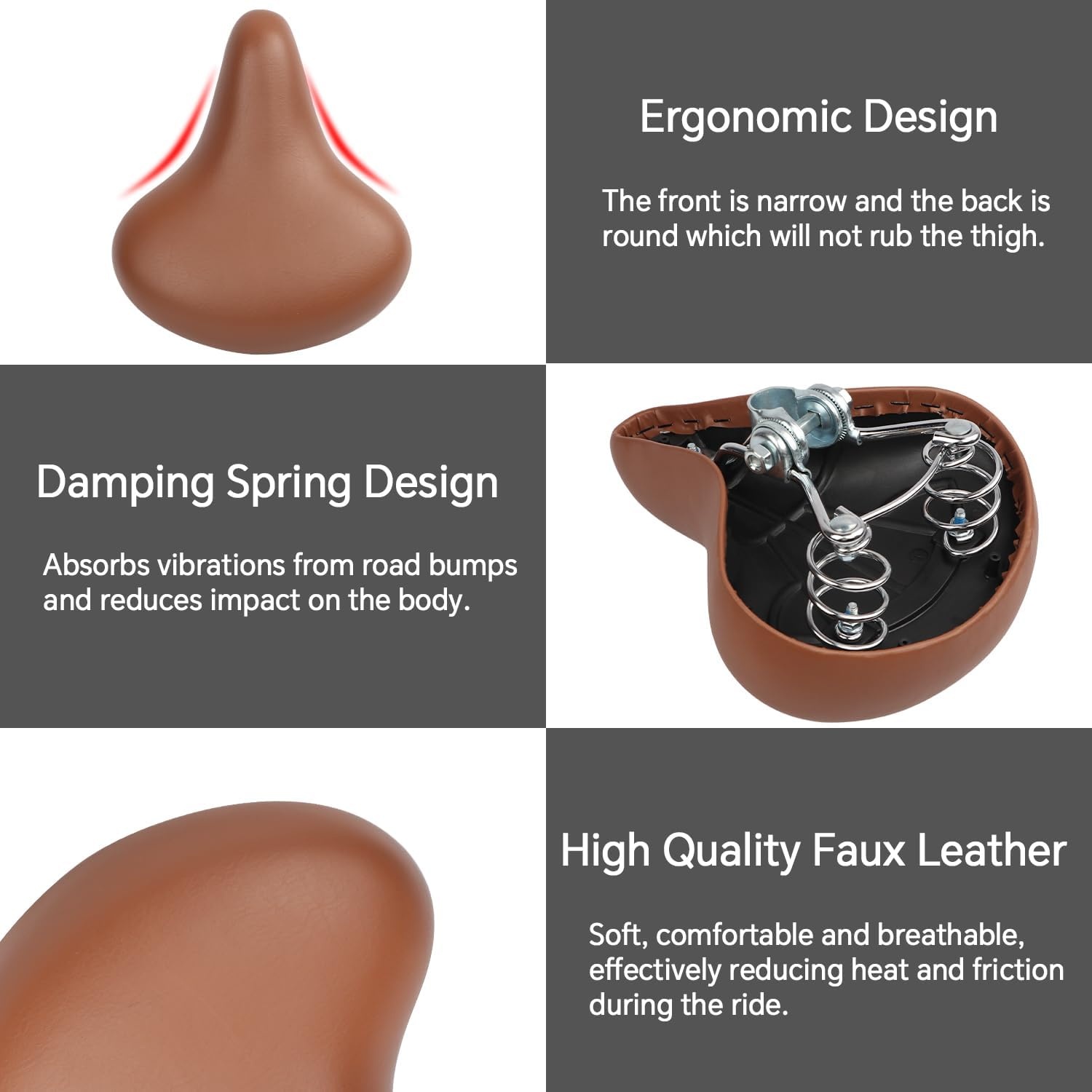 image:imageKids Bicycle Seat Saddle for Girls amp Boys Waterproof Wide Soft Bike Cushion Dual Shock Absorbing Fit for 12 14 16 18 20 or 20 22 24 26 inch Mountain Road BikeBrown