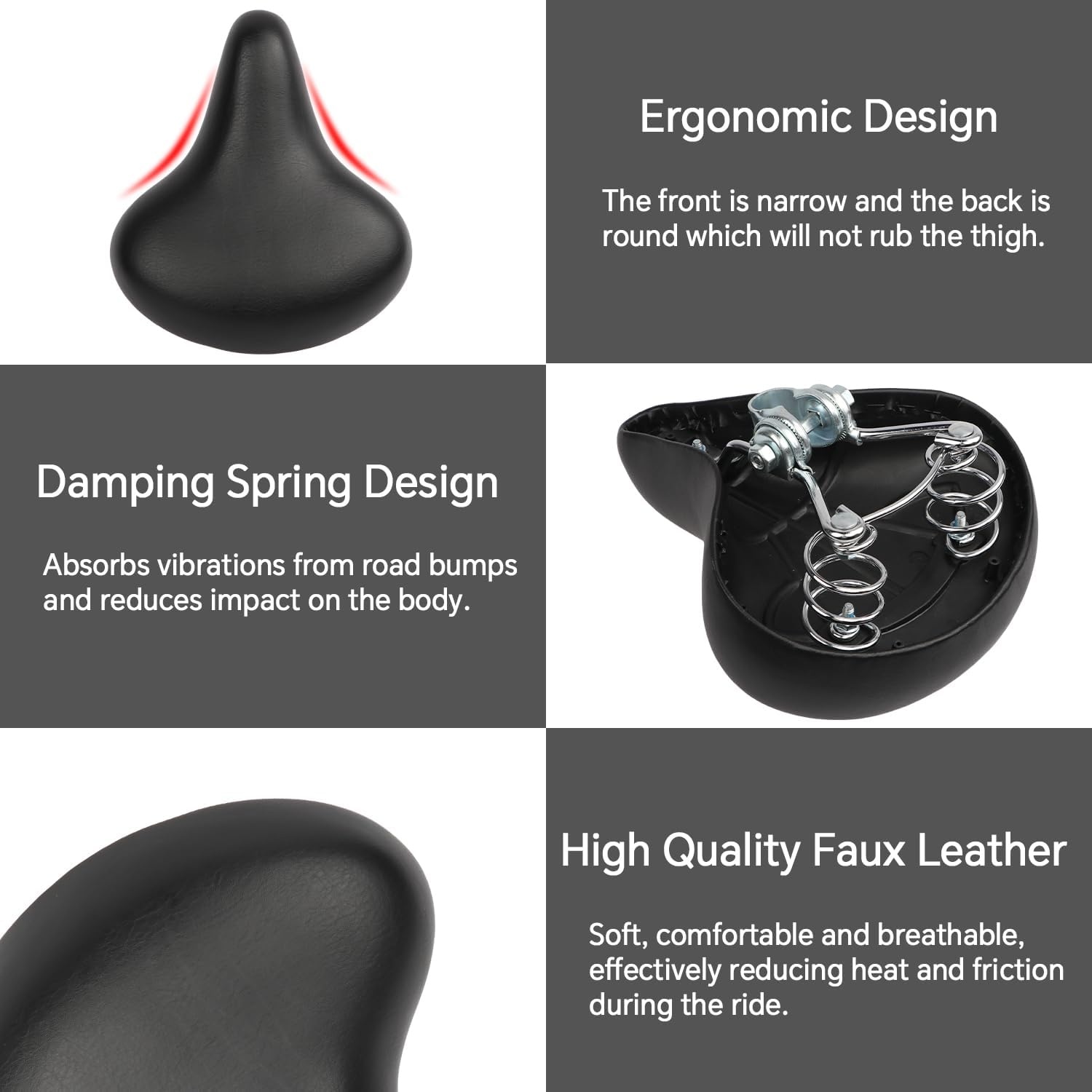 image:imageKids Bicycle Seat Saddle for Girls amp Boys Waterproof Wide Soft Bike Cushion Dual Shock Absorbing Fit for 12 14 16 18 20 or 20 22 24 26 inch Mountain Road BikeBlack