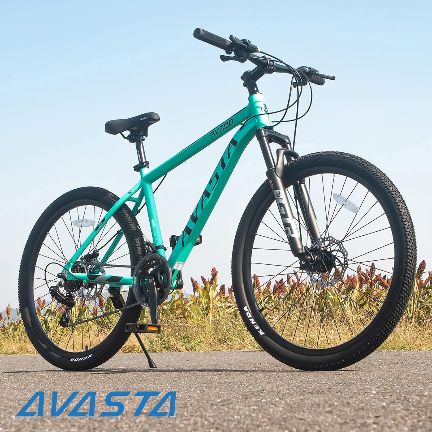 image:imageAV300 26 275 Inch Mountain Bike MTB for Adult Man Women Male Lightweight Aluminum Alloy Frame Dual Disc Brakes Front Suspension 21Speed Gear Shifter Half Hidden Brake CablesGreen