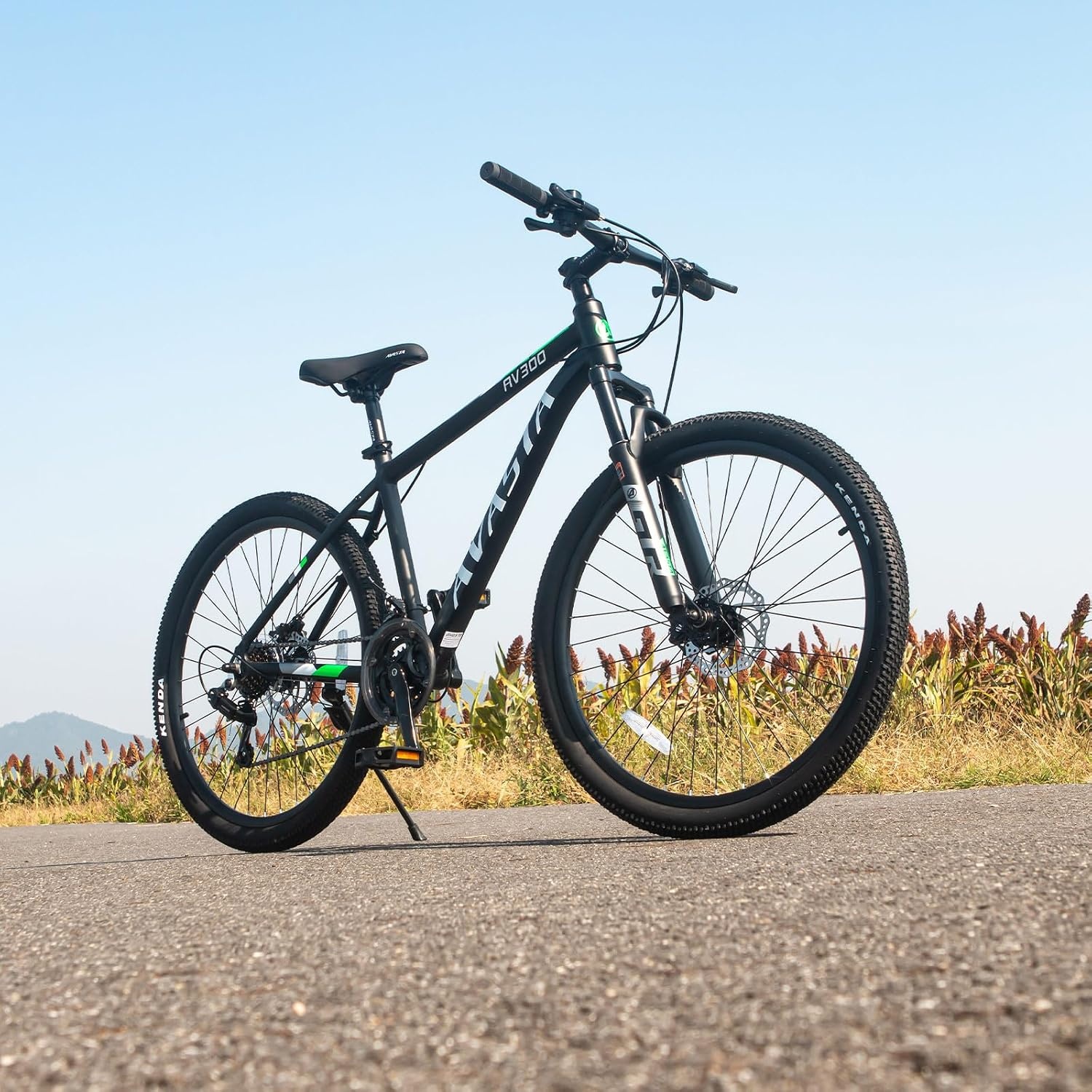 image:imageAV300 26 275 Inch Mountain Bike MTB for Adult Man Women Male Lightweight Aluminum Alloy Frame Dual Disc Brakes Front Suspension 21Speed Gear Shifter Half Hidden Brake CablesBlack