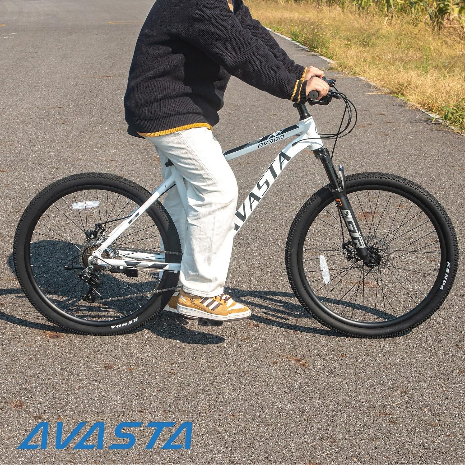 image:imageAV300 26 275 Inch Mountain Bike MTB for Adult Man Women Male Lightweight Aluminum Alloy Frame Dual Disc Brakes Front Suspension 21Speed Gear Shifter Half Hidden Brake CablesWhite