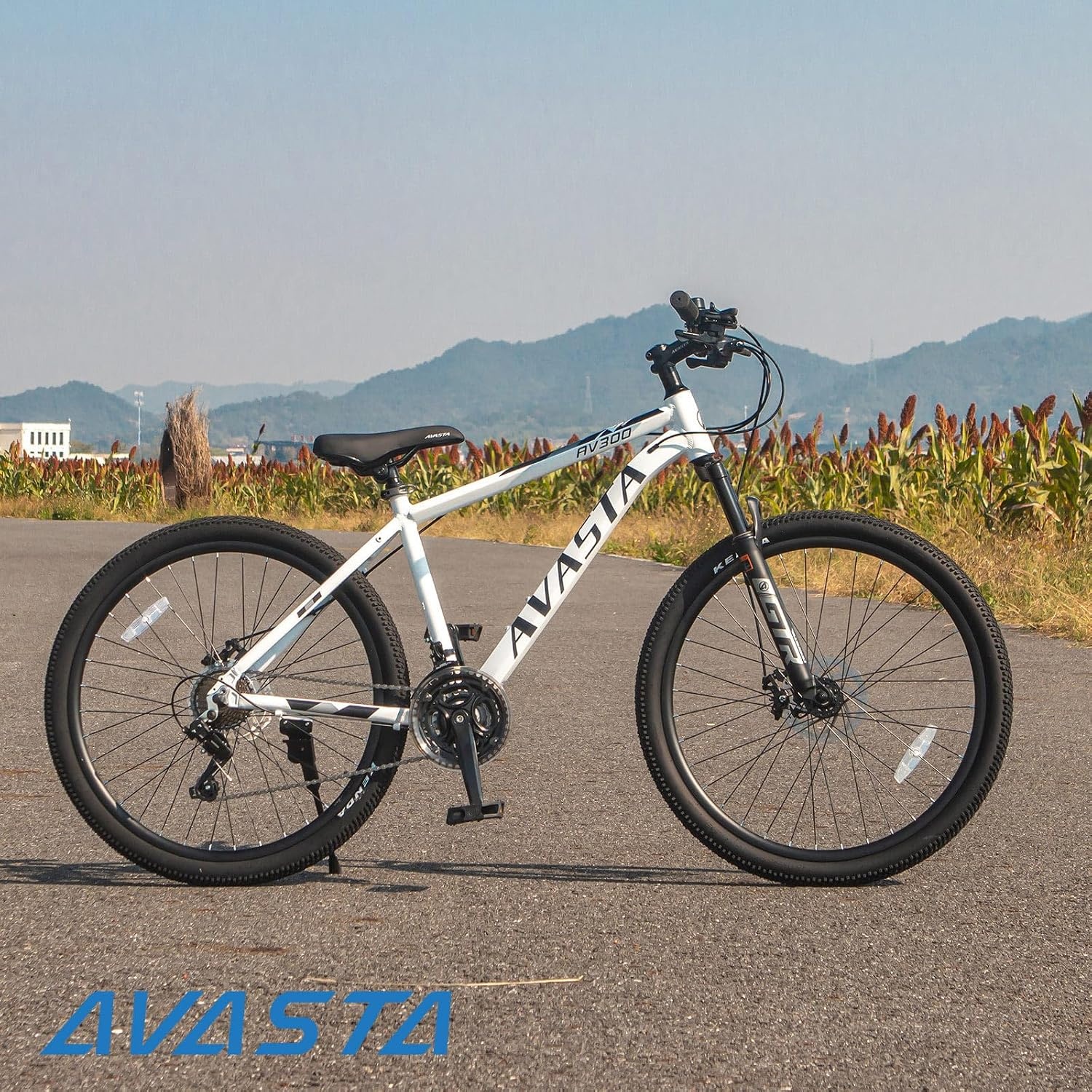 image:imageAV300 26 275 Inch Mountain Bike MTB for Adult Man Women Male Lightweight Aluminum Alloy Frame Dual Disc Brakes Front Suspension 21Speed Gear Shifter Half Hidden Brake CablesWhite