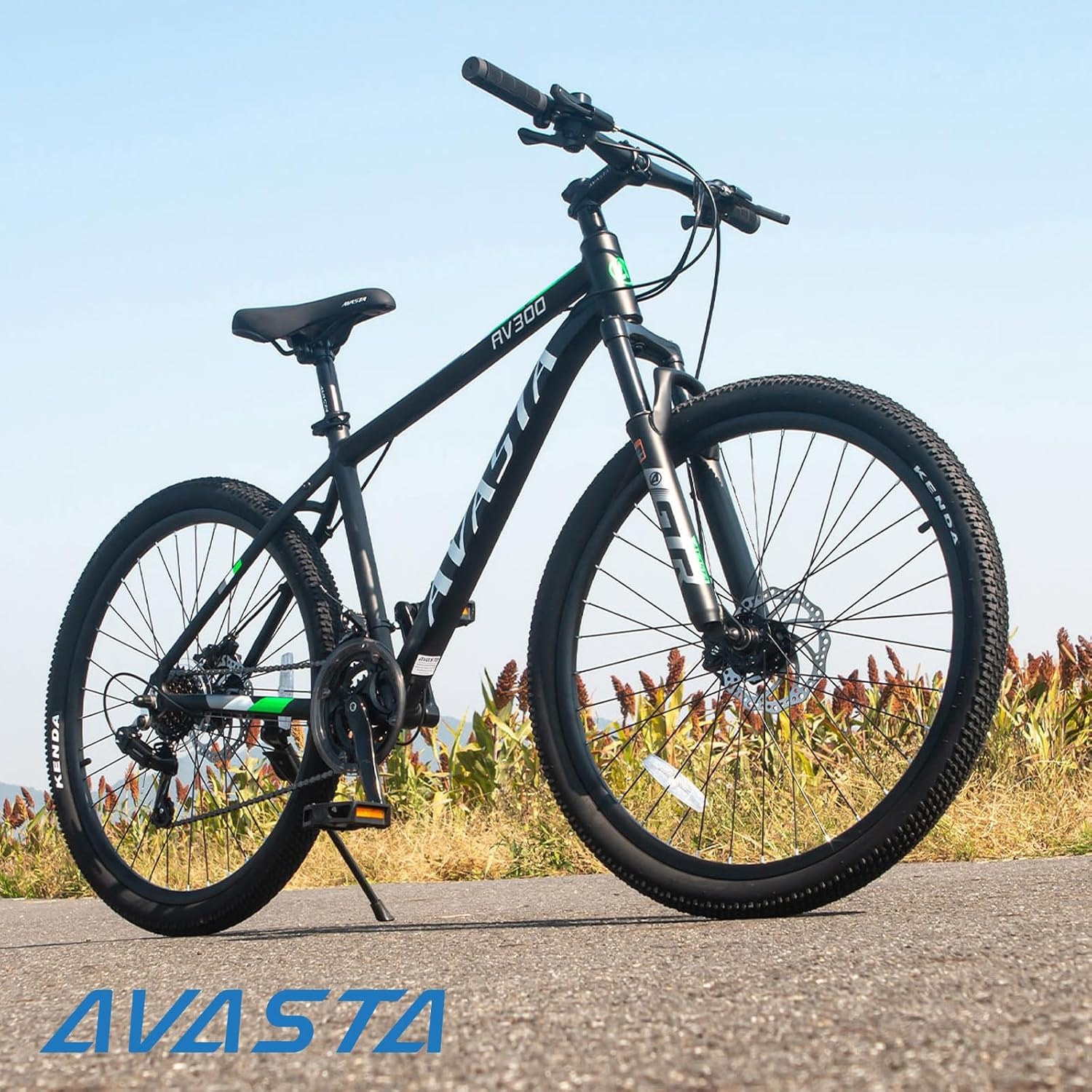 image:imageAV300 26 275 Inch Mountain Bike MTB for Adult Man Women Male Lightweight Aluminum Alloy Frame Dual Disc Brakes Front Suspension 21Speed Gear Shifter Half Hidden Brake CablesBlack