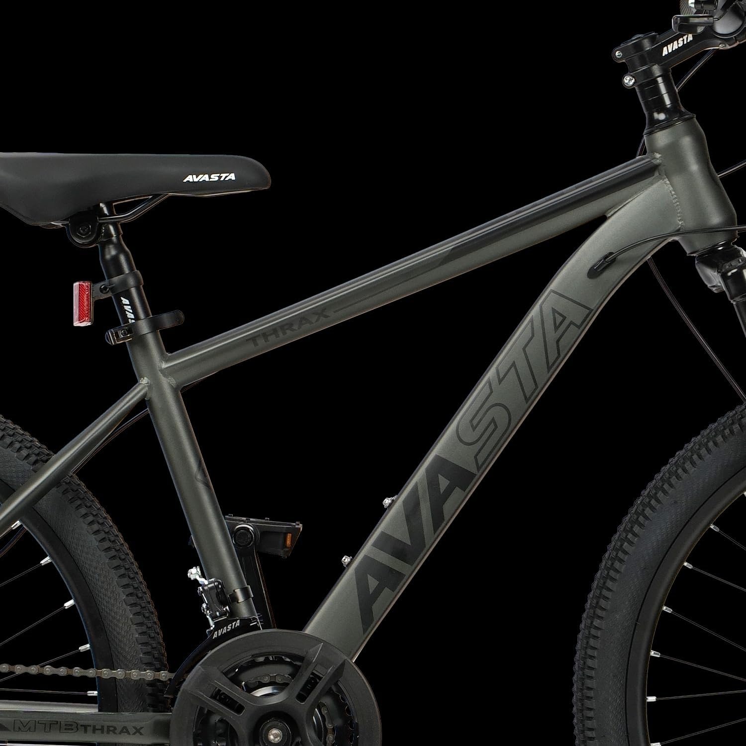 image:imageThrax 24 26 275 Inch Adult Men Male and Women MTB Mountain Bike High Tensile Steel Frame Dual Disc Brakes Front Suspension Smooth 21Speed Gear Shifters Half Hidden Brake CablesCharcoal Gray