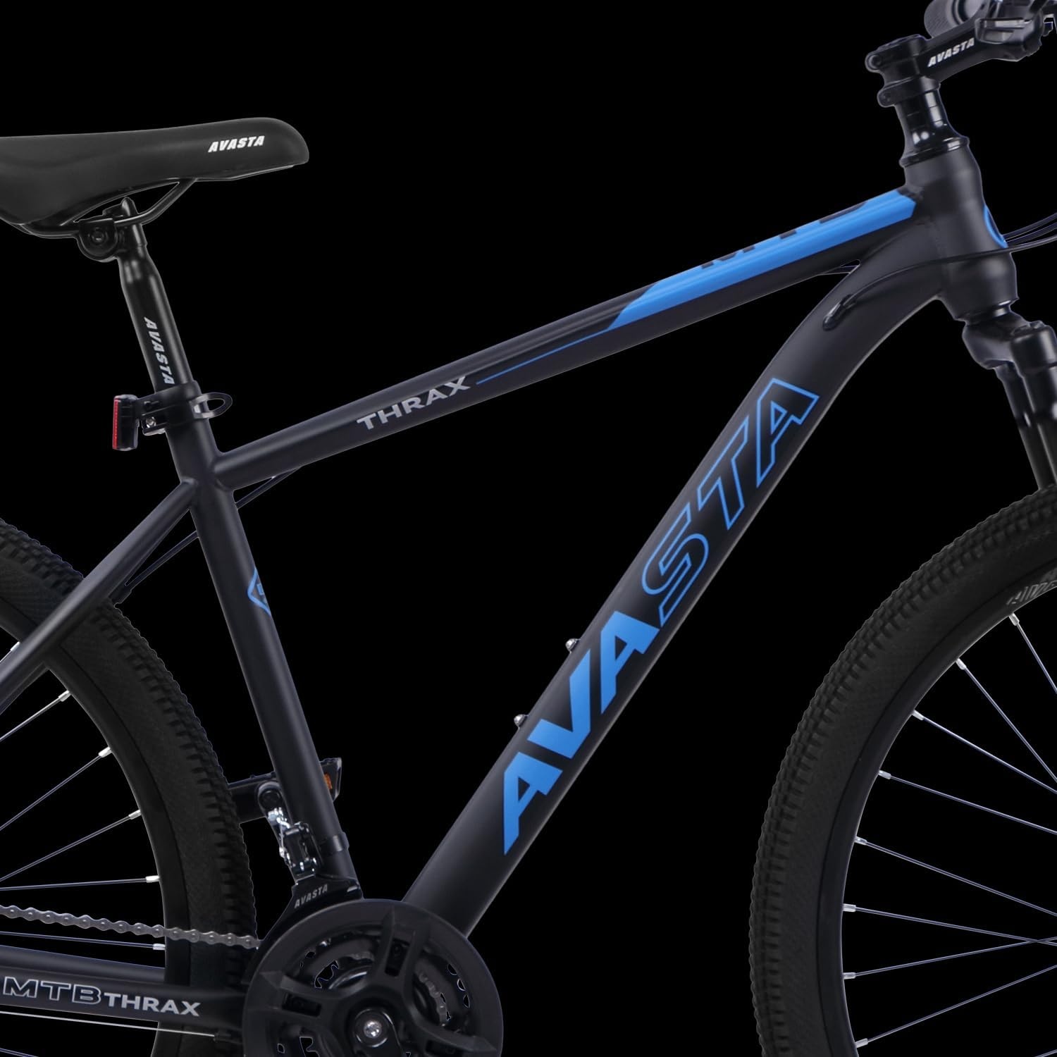 image:imageThrax 24 26 275 Inch Adult Men Male and Women MTB Mountain Bike High Tensile Steel Frame Dual Disc Brakes Front Suspension Smooth 21Speed Gear Shifters Half Hidden Brake CablesBlack