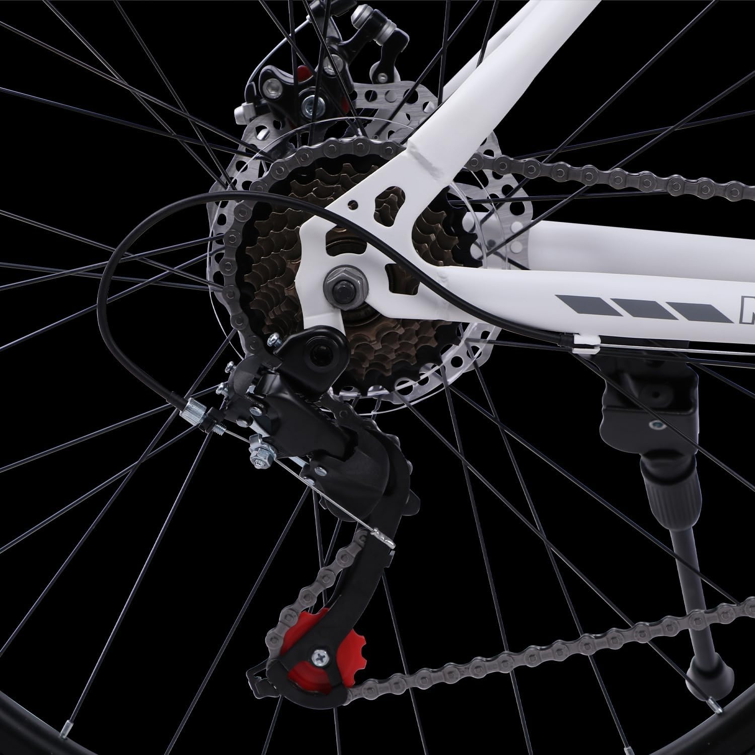 image:imageThrax 24 26 275 Inch Adult Men Male and Women MTB Mountain Bike High Tensile Steel Frame Dual Disc Brakes Front Suspension Smooth 21Speed Gear Shifters Half Hidden Brake CablesWhite