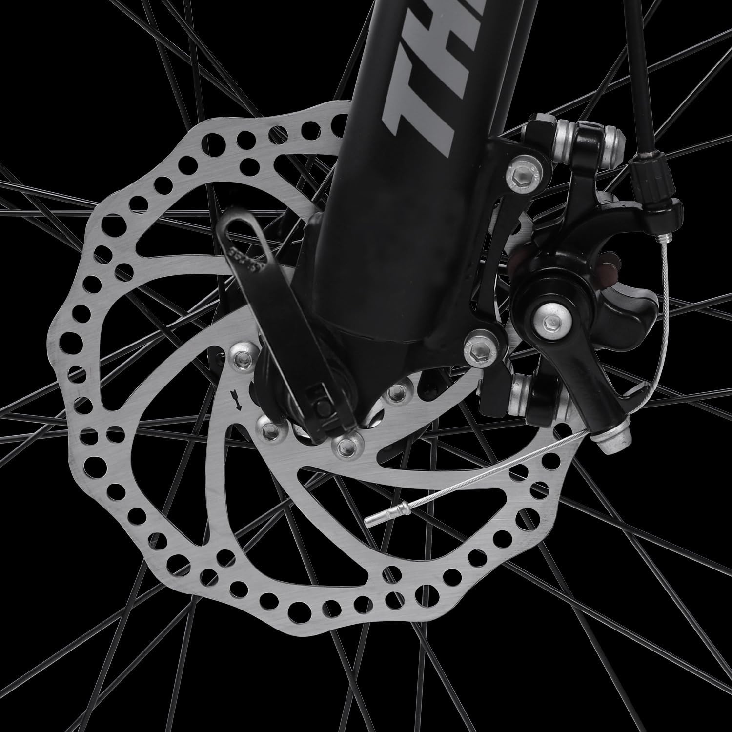image:imageThrax 24 26 275 Inch Adult Men Male and Women MTB Mountain Bike High Tensile Steel Frame Dual Disc Brakes Front Suspension Smooth 21Speed Gear Shifters Half Hidden Brake CablesCharcoal Gray