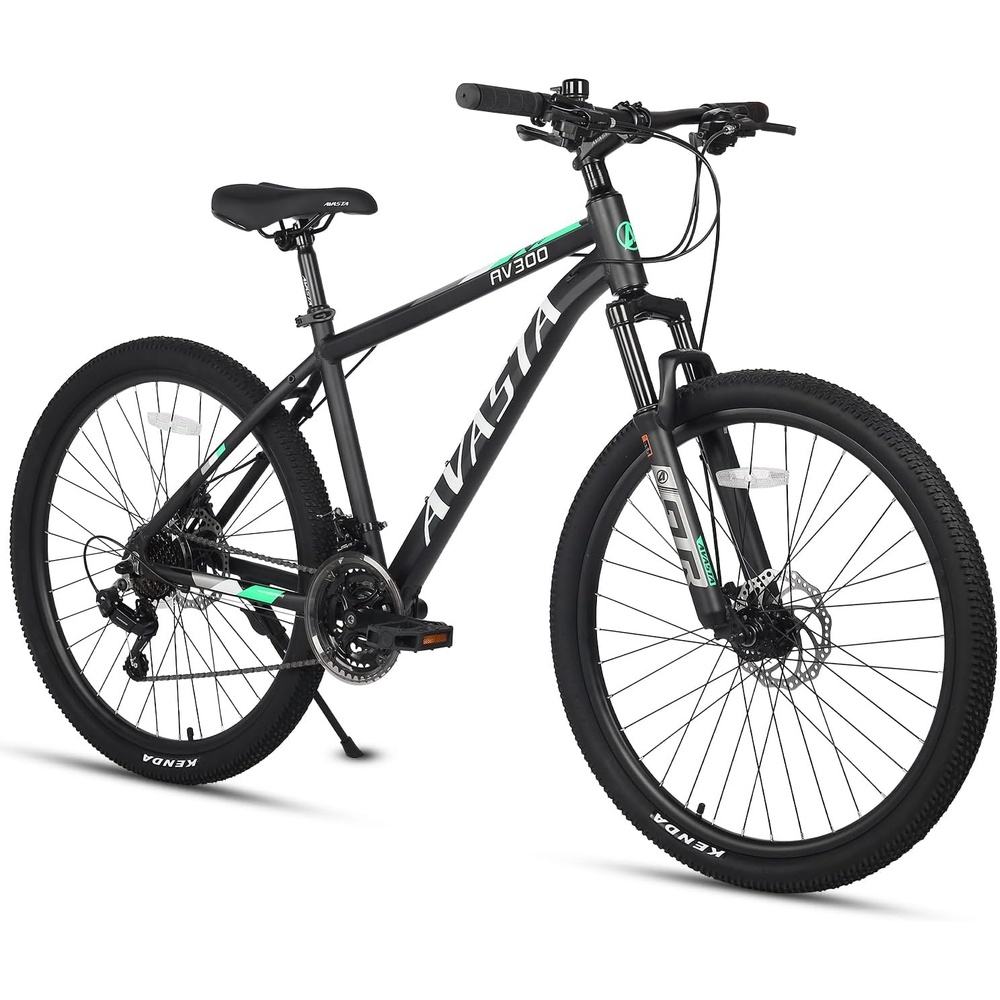 image:imageAV300 26 275 Inch Mountain Bike MTB for Adult Man Women Male Lightweight Aluminum Alloy Frame Dual Disc Brakes Front Suspension 21Speed Gear Shifter Half Hidden Brake CablesBlack