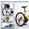 Thrax 24 26 27.5 Inch Adult Men Male and Women MTB Mountain Bike | High Tensile Steel Frame, Dual Disc Brakes, Front Suspension, Smooth 21-Speed Gear Shifters, Half Hidden Brake Cables(Yellow)