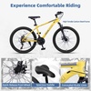 Thrax 24 26 27.5 Inch Adult Men Male and Women MTB Mountain Bike | High Tensile Steel Frame, Dual Disc Brakes, Front Suspension, Smooth 21-Speed Gear Shifters, Half Hidden Brake Cables(Yellow)