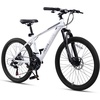 Thrax 24 26 27.5 Inch Adult Men Male and Women MTB Mountain Bike | High Tensile Steel Frame, Dual Disc Brakes, Front Suspension, Smooth 21-Speed Gear Shifters, Half Hidden Brake Cables(White)