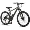 Thrax 24 26 27.5 Inch Adult Men Male and Women MTB Mountain Bike | High Tensile Steel Frame, Dual Disc Brakes, Front Suspension, Smooth 21-Speed Gear Shifters, Half Hidden Brake Cables(Charcoal Gray)