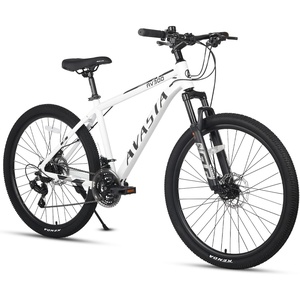 AV300 26 27.5 Inch Mountain Bike MTB for Adult Man Women Male | Lightweight Aluminum Alloy Frame, Dual Disc Brakes, Front Suspension, 21-Speed Gear Shifter, Half Hidden Brake Cables(White)
