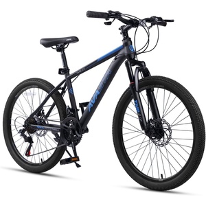 Thrax 24 26 27.5 Inch Adult Men Male and Women MTB Mountain Bike | High Tensile Steel Frame, Dual Disc Brakes, Front Suspension, Smooth 21-Speed Gear Shifters, Half Hidden Brake Cables(Black)